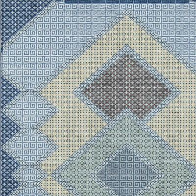 HomeRoots 3' X 5' Denim Blue Gray And Brown Geometric Washable Indoor Outdoor Area Rug