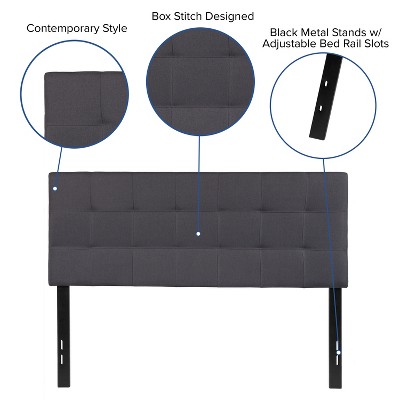 Dark Gray Full Upholstered Tufted Headboard with Metal Frame
