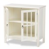 Kendall Wood & Glass Kitchen Cabinet White - Baxton Studio: Engraved Bronze Pulls, 2 Shelves, Assembly Required - 2 of 4
