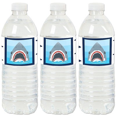 Big Dot of Happiness Shark Zone - Jawsome Shark Viewing Week Party or Birthday Party Water Bottle Sticker Labels - Set of 20