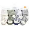 Hudson Baby Infant Boy Cozy Chenille Newborn and Terry Socks, Green Blue Stripe - 2 of 4