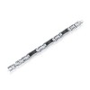 Metallo Stainless Steel Black Carbon Fiber Brushed and Polished Link Bracelet - Silver - 8.5 Inch - 2 of 4