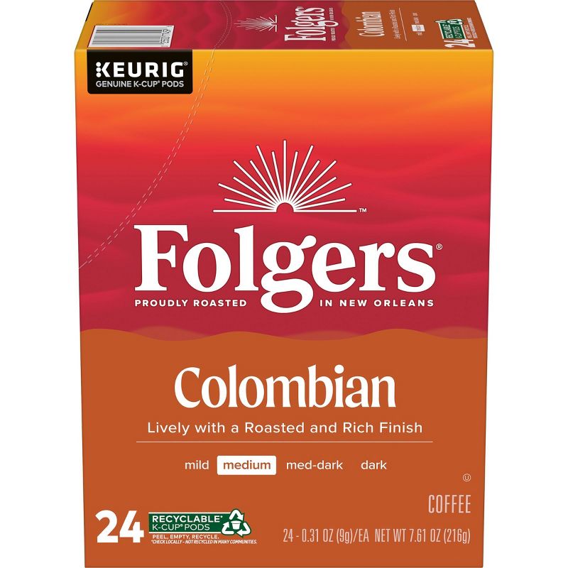 Folgers Colombian Dark Roast Coffee Pods - 24ct, 1 of 14