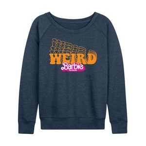 Women's - Barbie - Stacked Weird Barbie Lightweight French Terry Wide Neck Long Sleeve Shirt - 1 of 4