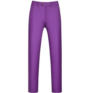 Lars Amadeus Men's Cropped Dress Pants Flat Front Solid Ankle-Length Trousers - 1 of 4