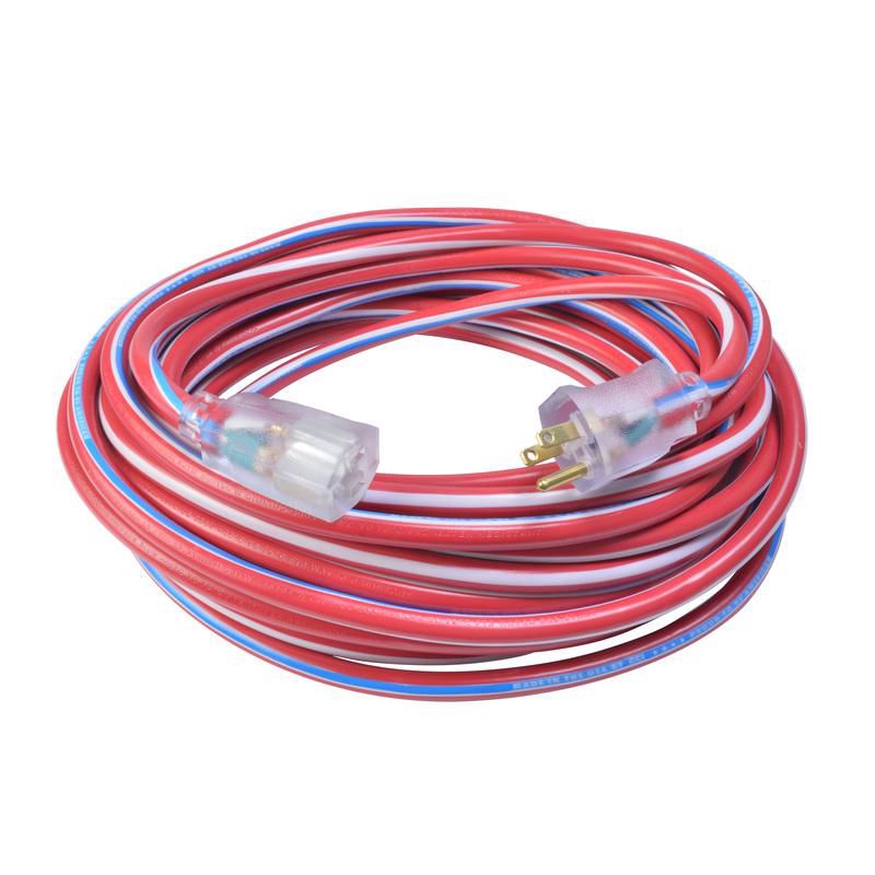 Southwire Wounded Warrior Project Outdoor 100 ft. L Blue/Red/White Extension Cord 12/3, 1 of 2