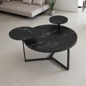 31.5" Round Coffee Table with Shelves - 1 of 4