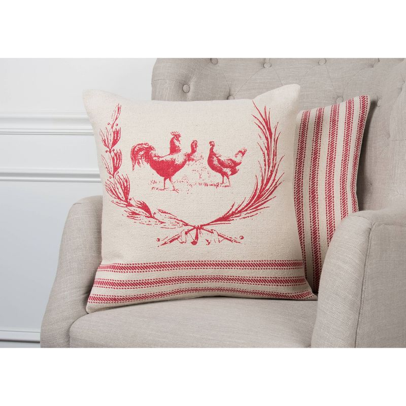 20"x20" Oversize Roosters Poly Filled Square Throw Pillow - Rizzy Home, 5 of 6
