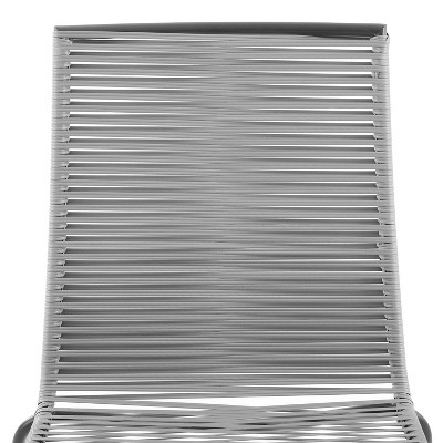 Gray Steel Armless Outdoor Dining Chairs with Wicker