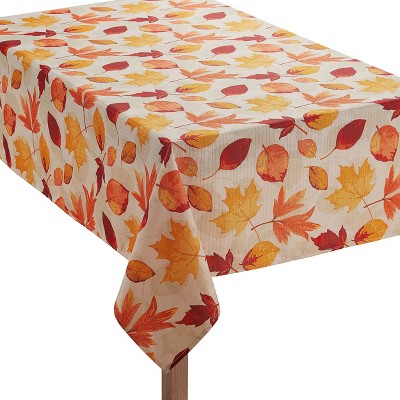 Kate Aurora Autumn Fall Harvest Scattered Leaves Fabric Tablecloth