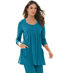 Roaman's Women's Plus Size Long Sleeve Two Pocket Soft Knit Tunic - 1 of 4