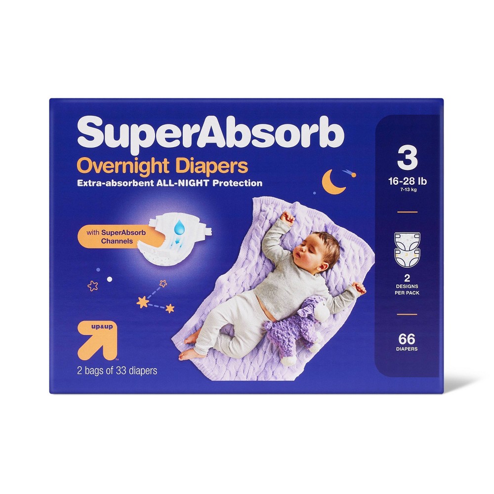 Disposable Overnight Diapers Giant Pack - Size 3 - 66ct - up & up™box damaged 