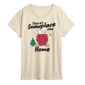 Women's - Peanuts - Theres Snowplace Like Home Short Sleeve Graphic T-Shirt - 1 of 4