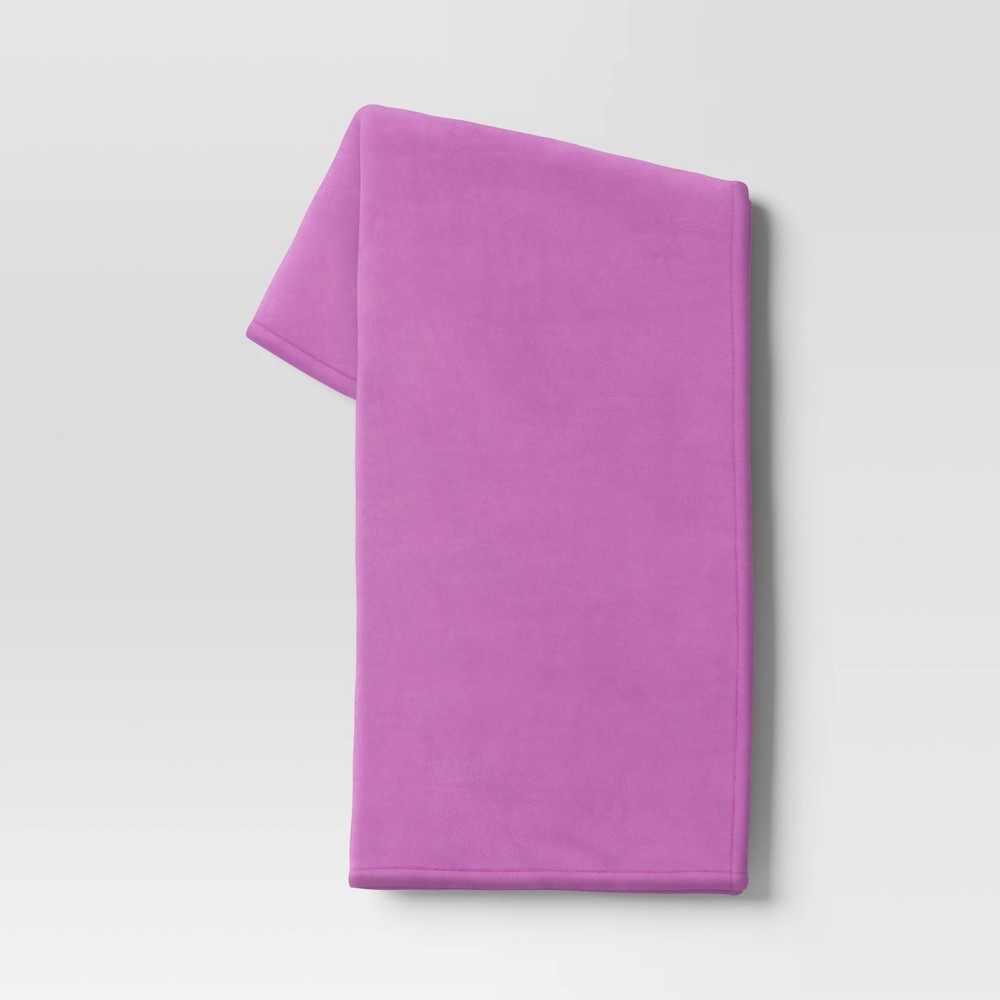 Photos - Duvet Solid Plush Throw Blanket Violet Lavender