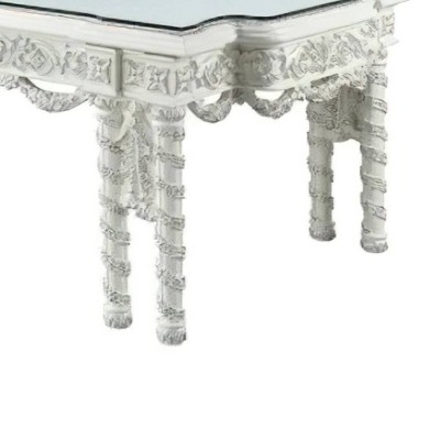 Elegant Antique White and Glass 108'' Vanaheim Dining Table