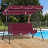 Outsunny 3-Person Porch Swing with Stand, Outdoor Swing for Patio Porch with Adjustable Tilt Canopy & Comfortable Swing Bench-Style Seat, Steel Frame - 3 of 4
