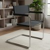 HomeRoots 23" Silver And Black Genuine Leather and Stainless Steel Arm Chair - 2 of 4