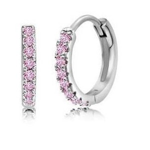 Chanteur Hypoallergenic Kids Jewelry Accessories Round CZ White Gold Palladium Plating Kids hoop Earrings - 1 of 1