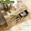 EcoSummer Natural Wave Fluted 5-Drawer Dresser, Modern Wood Chest with Wide Drawers & Anti-Tip Device, Oak Finish - 4 of 4