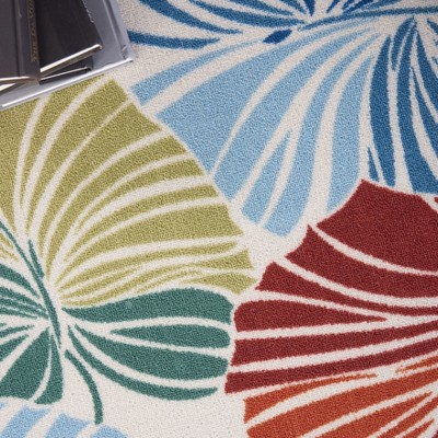 Tropical Escape Red Synthetic Rectangular Area Rug