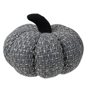Northlight Knitted Fall Harvest Pumpkin - 7.5" - Gray and Black - 1 of 4