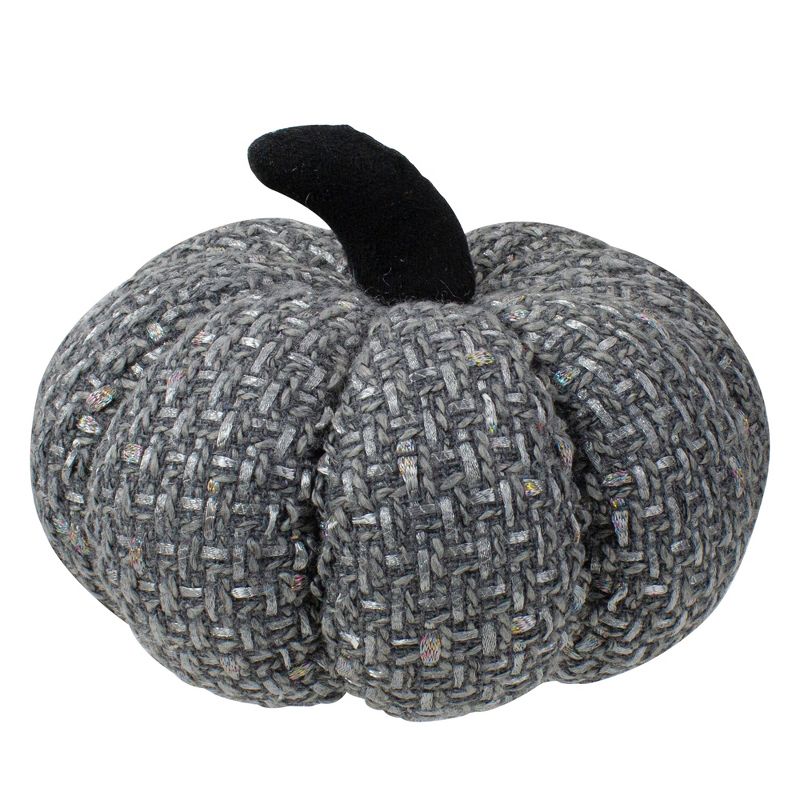 Northlight 7.5" Gray Knitted Fall Harvest Tabletop Pumpkin, 1 of 5