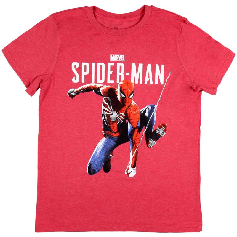Marvel Boy's Girl's Spiderman T-Shirt Web Swinging Pose Graphic Red, 1 of 4
