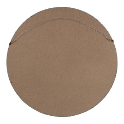 Elegant Round Wood and Silver 24" Wall Mirror