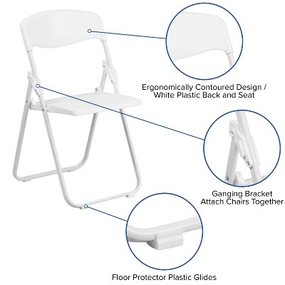 Hercules Heavy Duty White Plastic Folding Chair 2-Pack