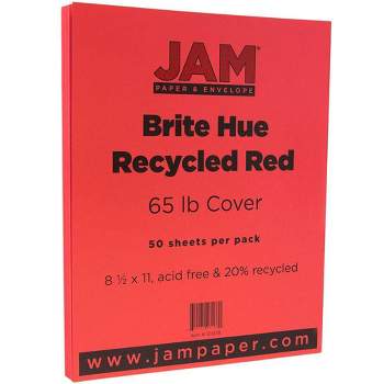 JAM Paper Brite Hue 65lb Cardstock 8.5" X 11" 50pk - Red