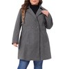 Agnes Orinda Women's Plus Size Notched Lapel Single Breasted Back Split Winter Long Pea Coats - 2 of 4