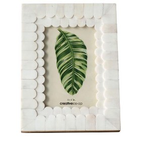 Storied Home White Scalloped Bone & Wood Photo Frame (Holds 4" x 6" Photo) - 1 of 1