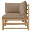 vidaXL 2 Piece Patio Lounge Set with Taupe Cushions Bamboo - 4 of 4