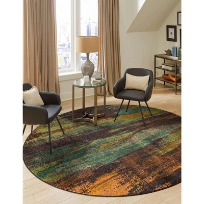 Vibrant Abstract Sevilla 8' Round Multicolor Synthetic Rug