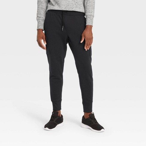 Men's Cotton Tapered Fleece Cargo Joggers - All In Motion™ Black M : Target