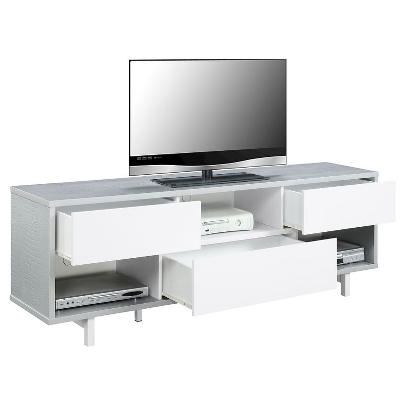 Newport Ventura TV Stand for TVs up to 60&#34; Gray Faux Croc/White - Breighton Home, 3 of 6