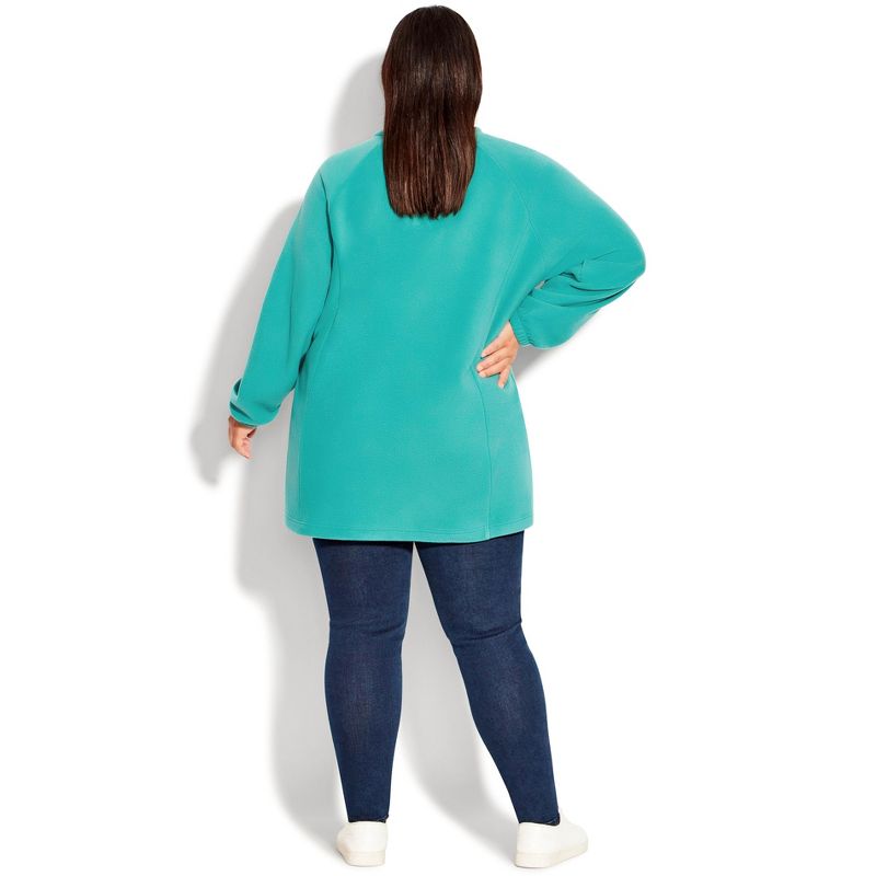 Women's Plus Size Polar Fleece Zip Jacket - jade | AVENUE, 4 of 9