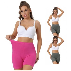 Allegra K Women's Mid-Thigh Boxer Full Coverage Soft Stretch Boxer Shorts 3 Packs - 1 of 4