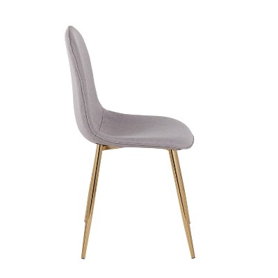 Set of 2 Light Grey Upholstered Side Chairs with Gold Steel Legs