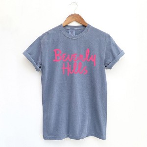 Simply Sage Market Women's Beverly Hills Cursive Short Sleeve Garment Dyed Tee - 1 of 4