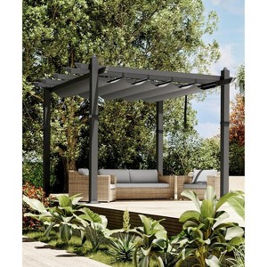 Outdoor Aluminum Pergola, Metal Freestanding Shelter with Adjustable Sun Shade Canopy, Reinforced Frame Outdoor Shelter for Patios - 1 of 4
