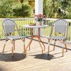 Tangkula 3 Piece French Bistro Table Chair Set Outdoor Wicker Round Table & 2 Dining Chairs - 3 of 4