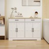 KWPZQEB Farmhouse Buffet Cabinet, Storage Sideboard with Drawers & Doors, Wood Coffee Bar Cabinet with Adjustable Shelf for Kitchen, Living Room,White - 2 of 4