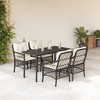 vidaXL 5 Piece Patio Dining Set - Black Poly Rattan, Cushions, Tempered Glass Table for Garden/Backyard/Patio - 2 of 4