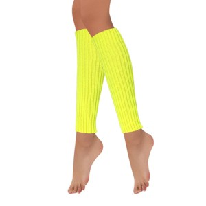 Wrapables 80's Style Neon Fluorescent Ribbed Leg Warmers, Lemon - 1 of 4