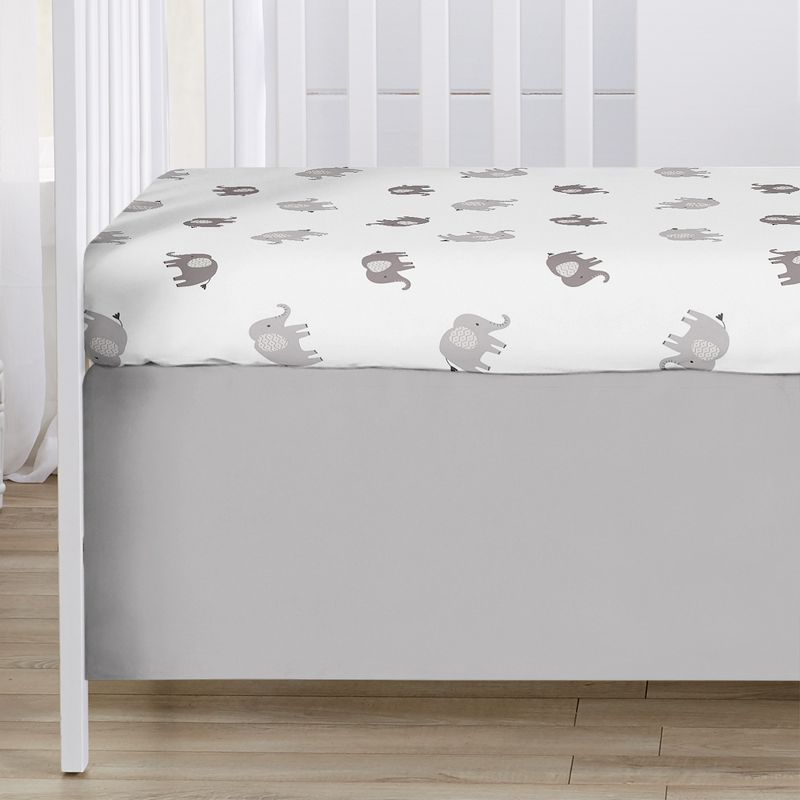 Sweet Jojo Designs Gender Neutral Unisex Baby Crib Bedding Set - Boho Elephant Grey White 3pc, 5 of 7