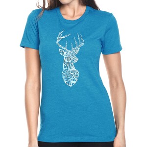 LA Pop Art Women's Premium Blend Word Art T-shirt - Types of Deer - 1 of 4