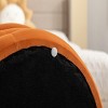 FURNIinspire Ottomans and Benches Round Velvet Storage Ottoman with Wooden Base Elegant Design for Modern Living Spaces, Orange, 23"*23"*17" - 4 of 4