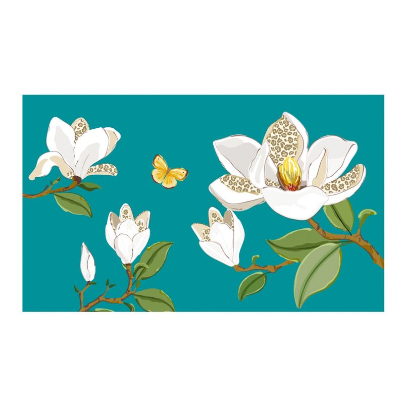 Evergreen Leopard Magnolia Welcome Washable Indoor/ Outdoor Mat Indoor and Outdoor Home Decor, 1 of 2