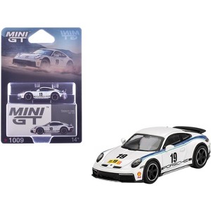Porsche 911 Dakar #19 "Rally 1974" Tribute Livery White with Blue Stripes Limited Edition 1/64 Diecast Model Car by Mini GT - 1 of 4